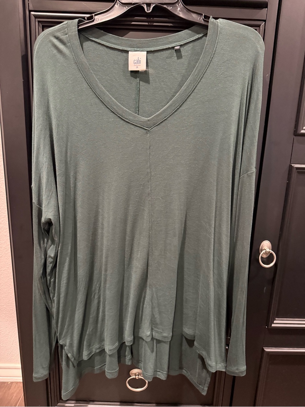 CAbi Forest Green V-Neck Long Sleeve Top